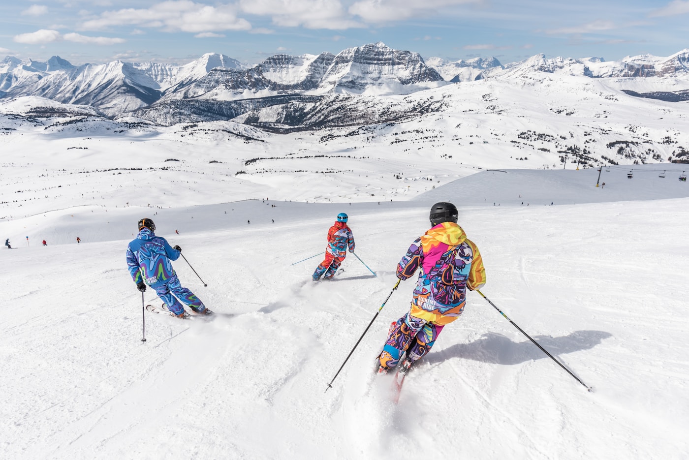 Skier wearing goggles on mountain